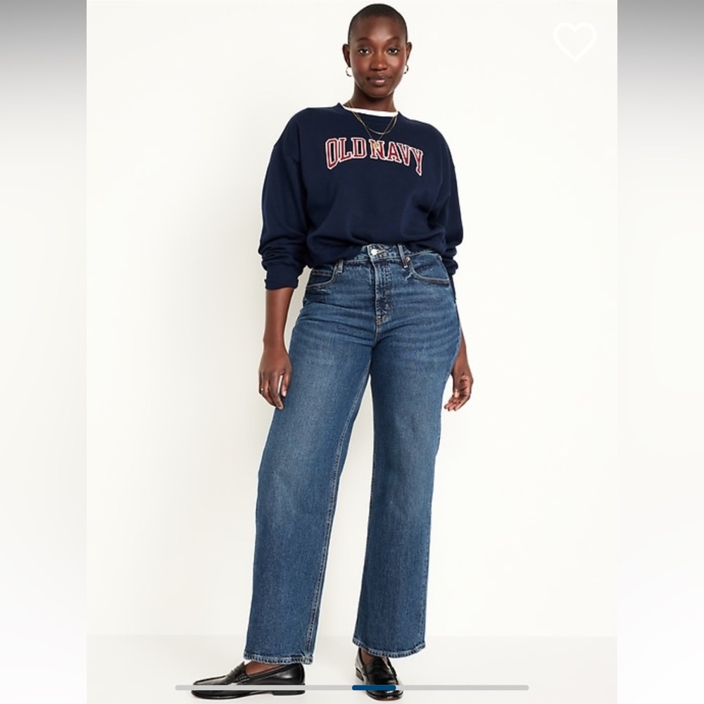 NWT Old Navy Extra High-Waisted Sky-Hi Wide-Leg Jeans, size 14 in Dark Wash